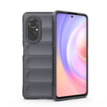 Dark gray TPU phone case with raised ridges and dual camera cutouts