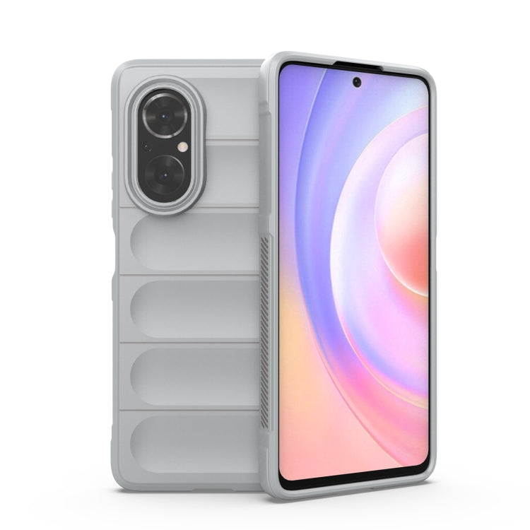 Light gray TPU phone case with raised ridges and dual camera cutouts
