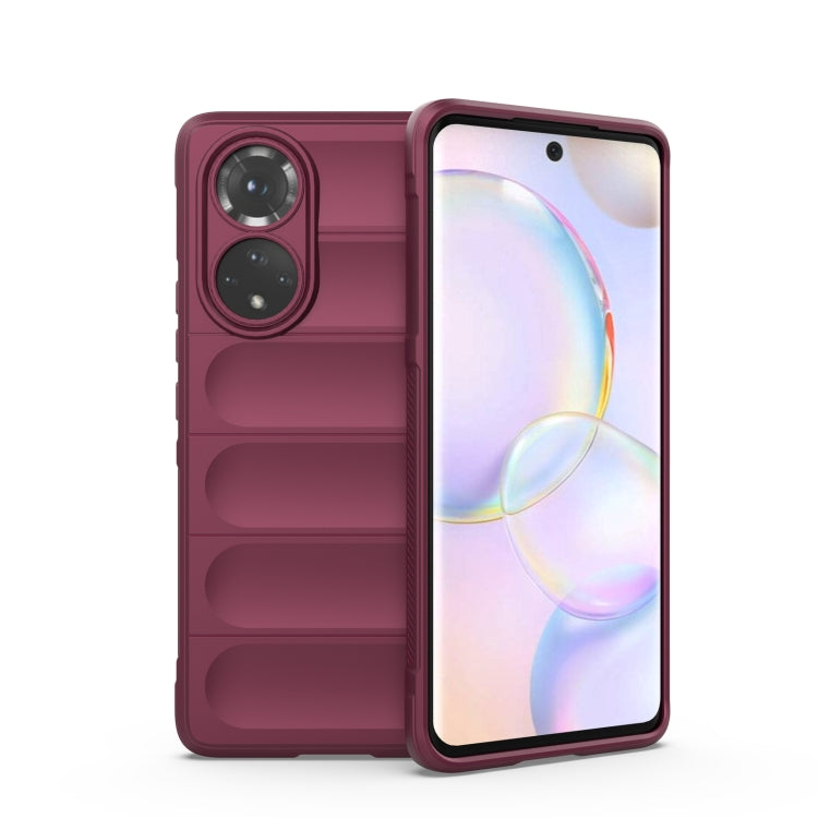 Burgundy TPU phone case with raised ridges and dual camera cutouts