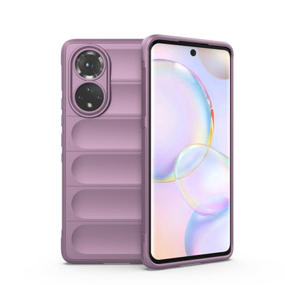 Purple TPU phone case with raised ridges and dual camera cutouts