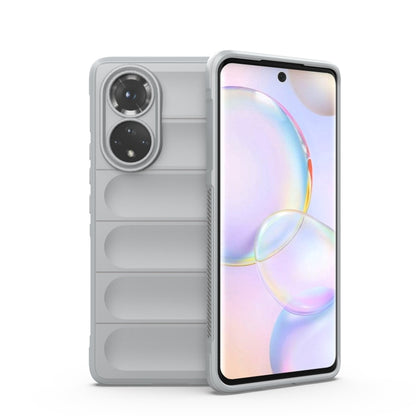 Light gray TPU phone case with flaps and camera cutouts, with raised screen border