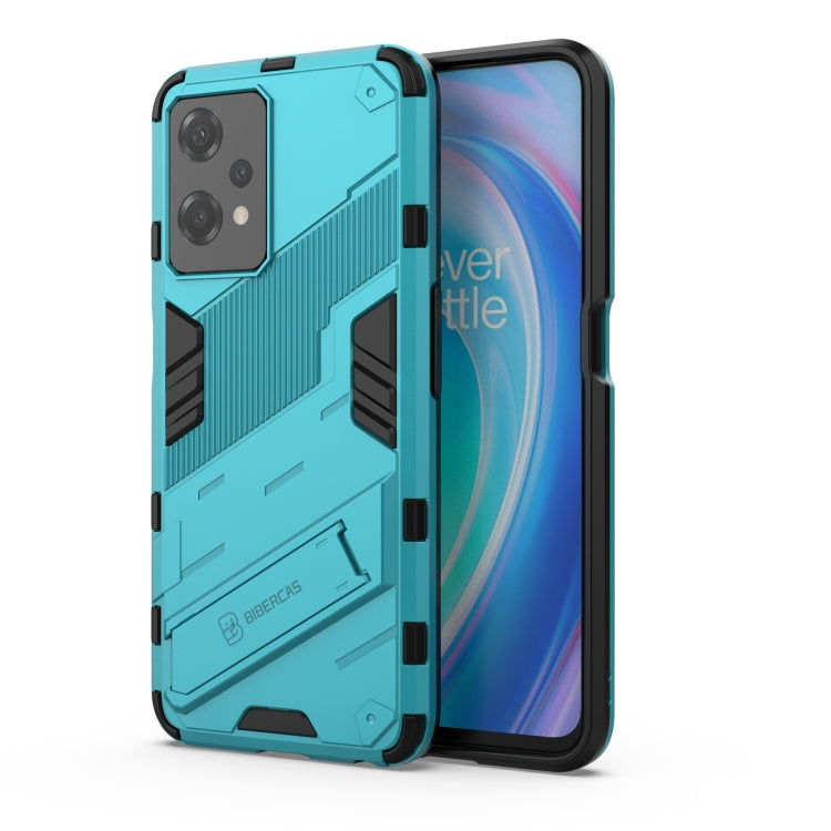 Rugged shockproof phone case with hidden holder, teal blue