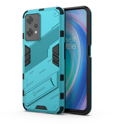 Rugged shockproof phone case with hidden holder, teal blue