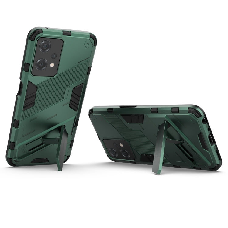 Green rugged shockproof phone case with kickstand stand, protective armor back cover