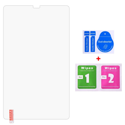 Tablet screen protector film with adhesive, wipes, and dust-absorber tools set