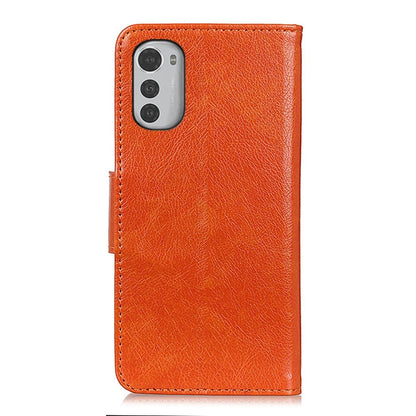 Orange nappa texture leather phone case with precise camera cutout