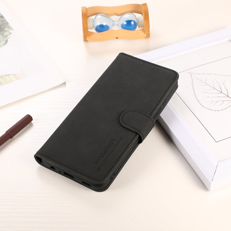 Matte black leather wallet phone case with magnetic flap and card slot