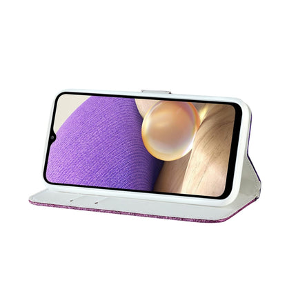 Purple glitter crocodile folio phone case with open stand and magnetic flap