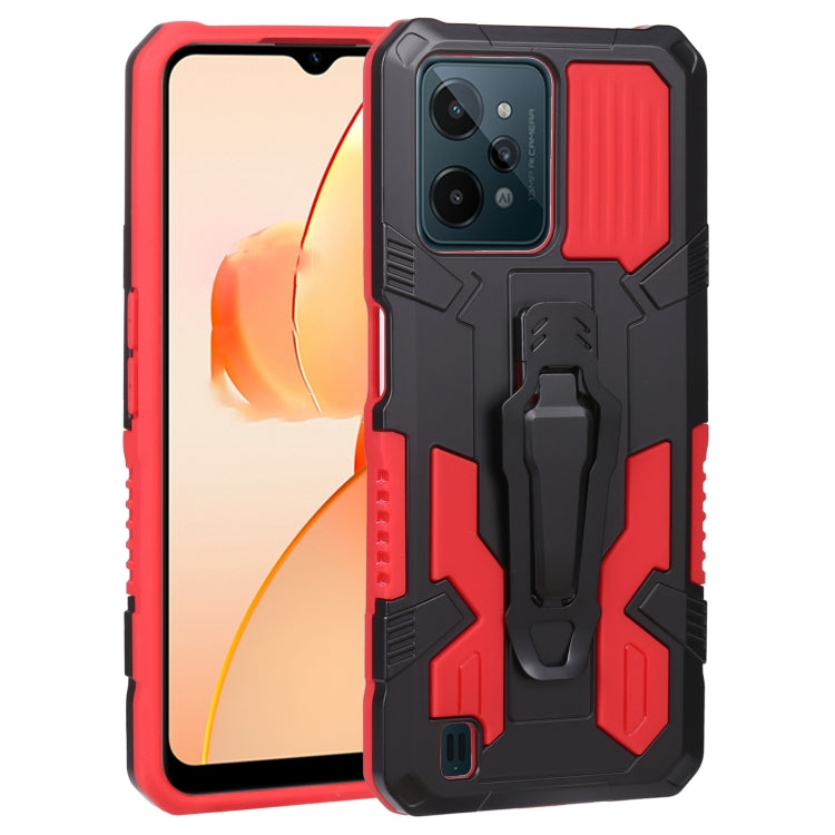 Armor Warrior PC + TPU phone case with red and black rugged shell, built-in stand