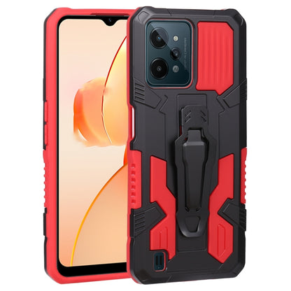 Armor Warrior PC + TPU phone case with red and black rugged shell, built-in stand