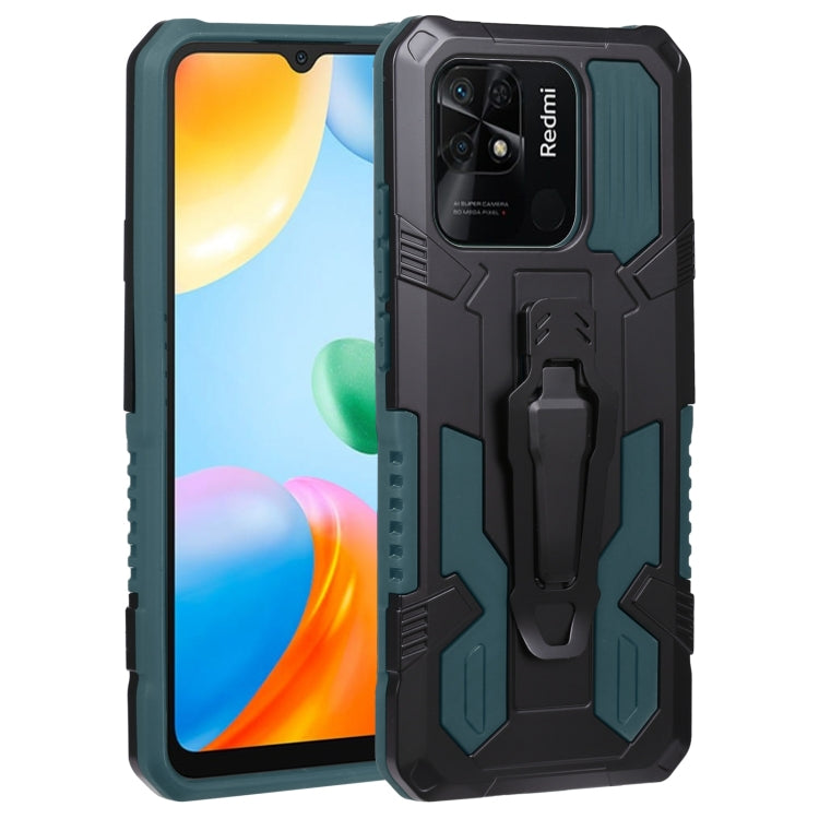 Rugged armor phone case with kickstand, black with teal accents and raised corners