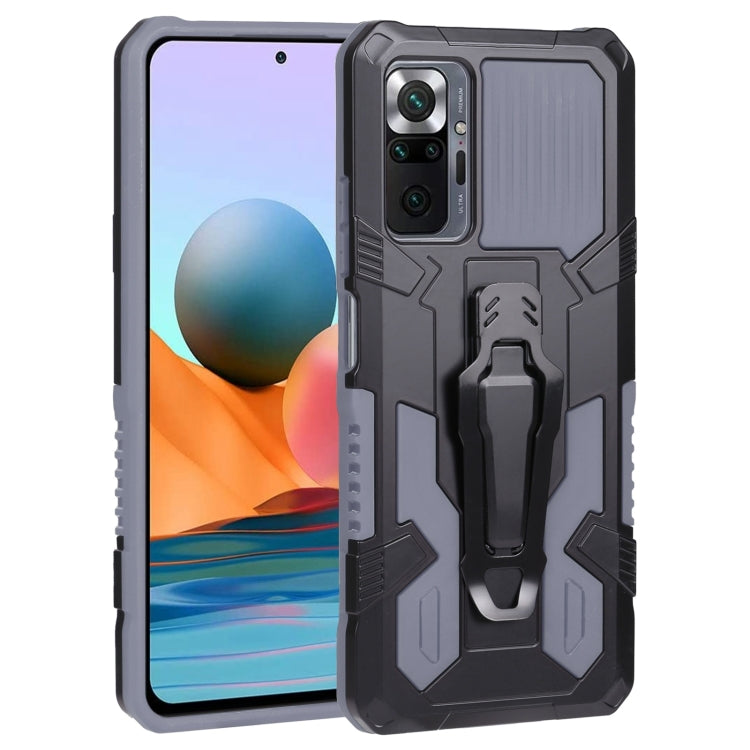 Rugged armor phone case with kickstand, black and gray toughened shell