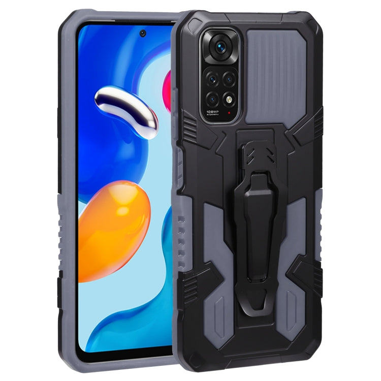 Rugged armor phone case with kickstand and raised camera module, dark