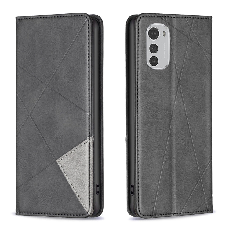 Grey leather folio phone case with diagonal pattern and front card pocket
