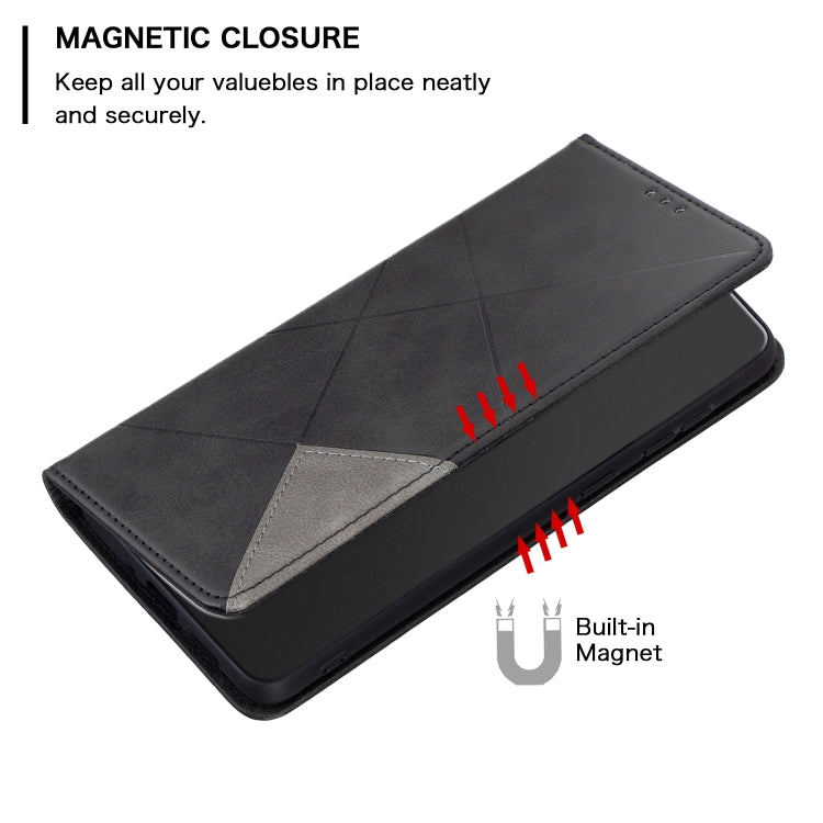 Black leather folio phone wallet case with built-in magnetic closure