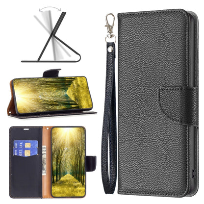 Litchi-texture leather phone case with folio wallet and dark magnetic flap