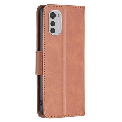 Brown leather folio phone case with card pocket and camera cutout