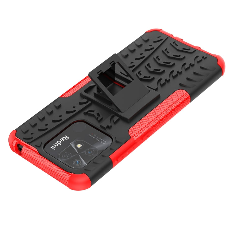 Black and red tire-texture TPU phone case with kickstand holder detail