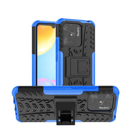Blue and black tire-texture TPU phone case with built-in kickstand holder