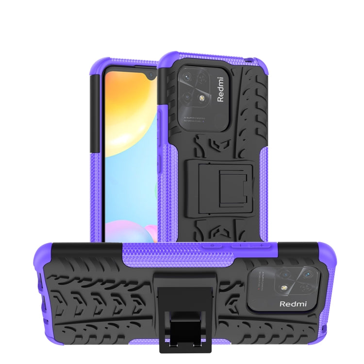Blue and purple tire-texture TPU phone case with built-in kickstand holder