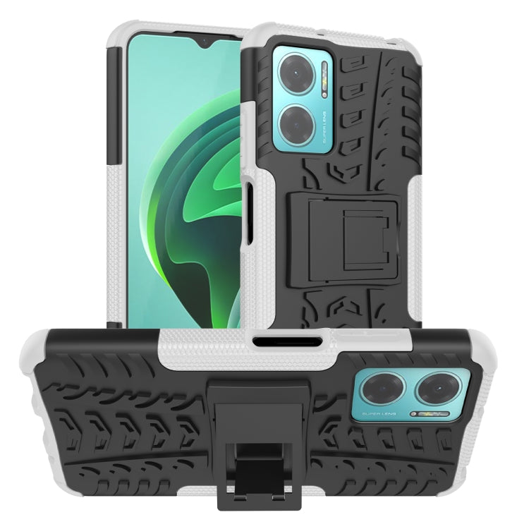 Phone case with holder, white tire-texture TPU and PC, textured bumper with holder