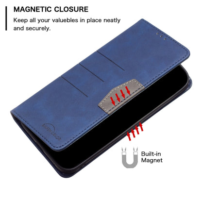 Blue leather magnetic wallet phone case with fold cover and built-in magnet