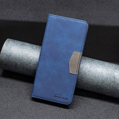 Blue leather phone case with side card slot and magnetic closure cover