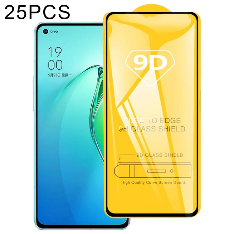 9D tempered glass screen protector full-glue set, 25-pack with blue phone display