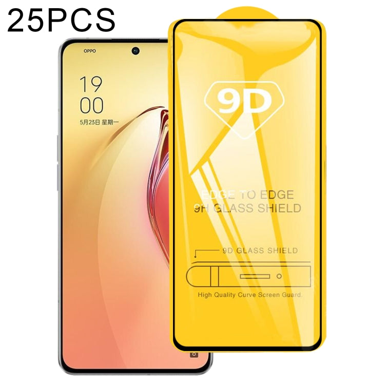 9D tempered glass screen protector full-glue set, 25-pack with orange phone display