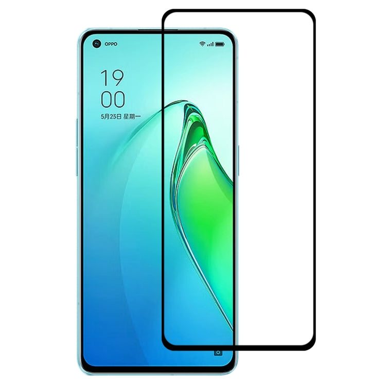 Full coverage tempered glass screen protector for smartphone, clear, with rounded edges.