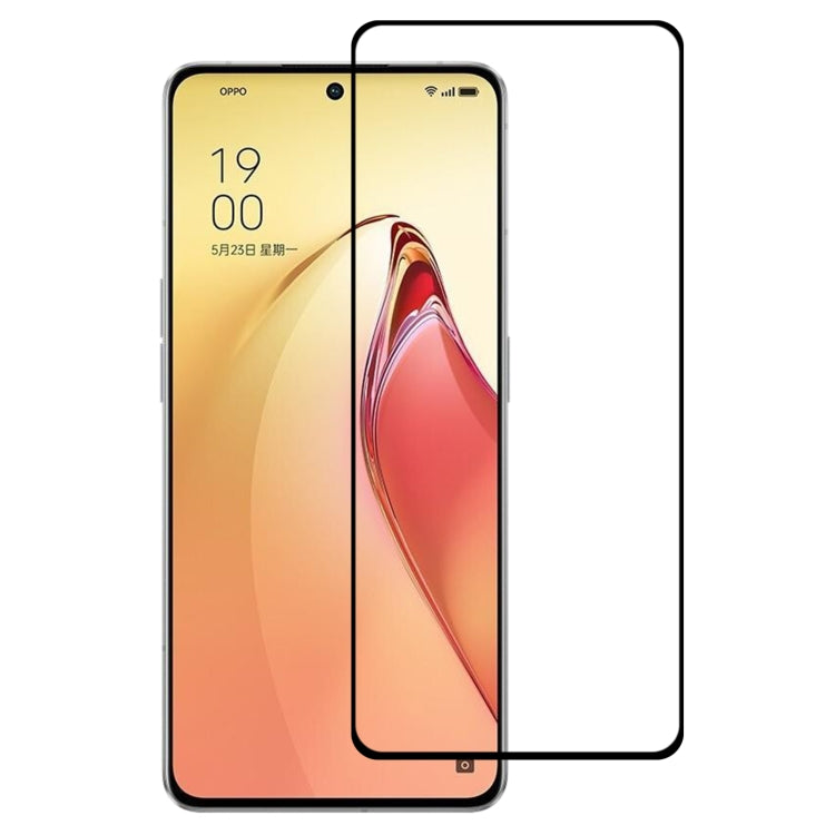 Full coverage tempered glass screen protector over smartphone screen, clear and rounded.