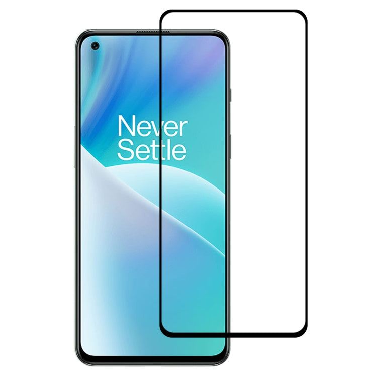 Clear full-screen tempered glass screen protector for smartphone with rounded corners.