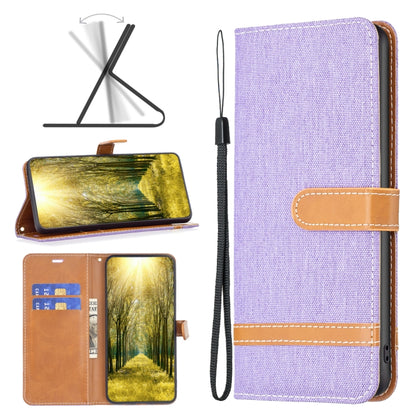 Purple textured folio phone case with wrist strap and stitched pocket flap