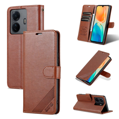 Brown flip phone case with card slots and faux sheepskin texture, leather-style cover.