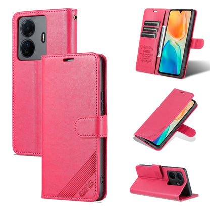 Pink flip phone case with card slots and faux sheepskin texture, leather-style cover.