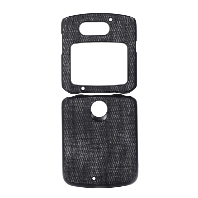 Black textured dual-piece phone case with top and bottom cutouts