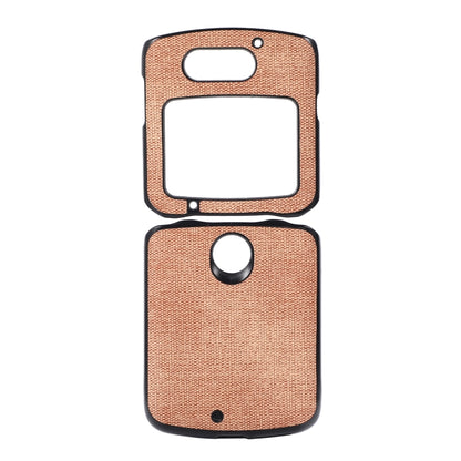 Tan textured dual-piece phone case with top and bottom cutouts