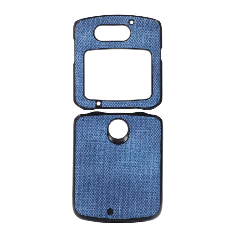 Blue textured dual-piece phone case with top and bottom cutouts