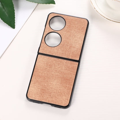 Khaki shockproof phone case with textured fabric and dual cutouts