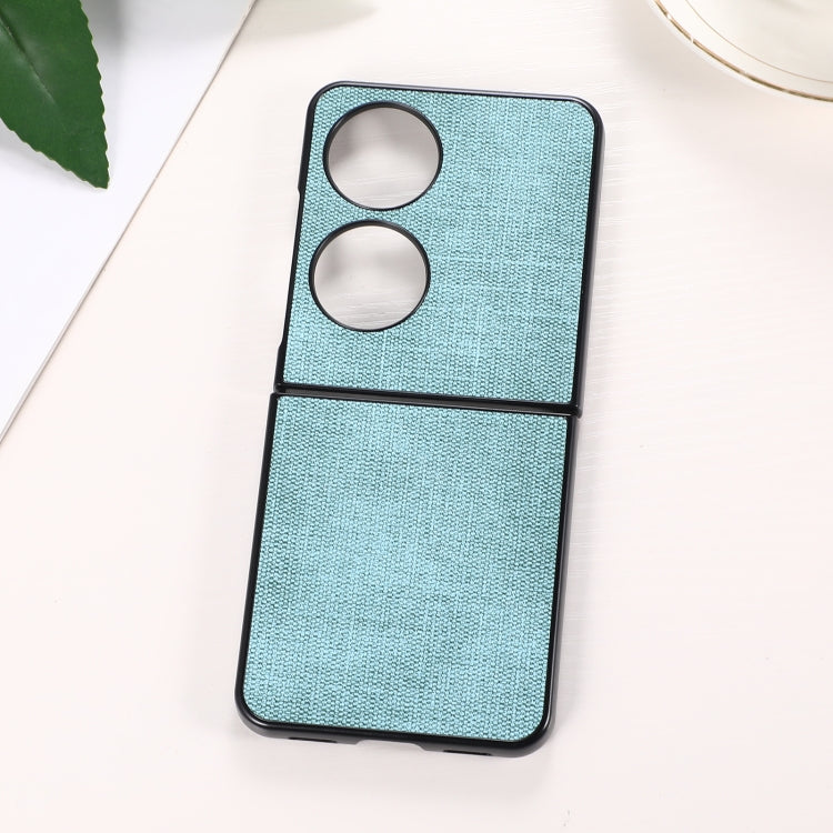 Light green shockproof phone case with textured fabric and dual cutouts