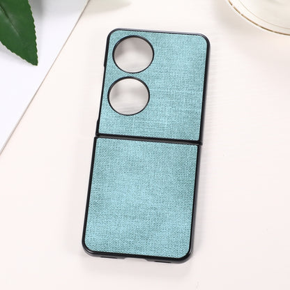 Light green shockproof phone case with textured fabric and dual cutouts