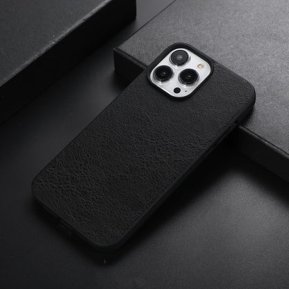 Black textured shockproof phone case with camera cutouts and raised protective lip.