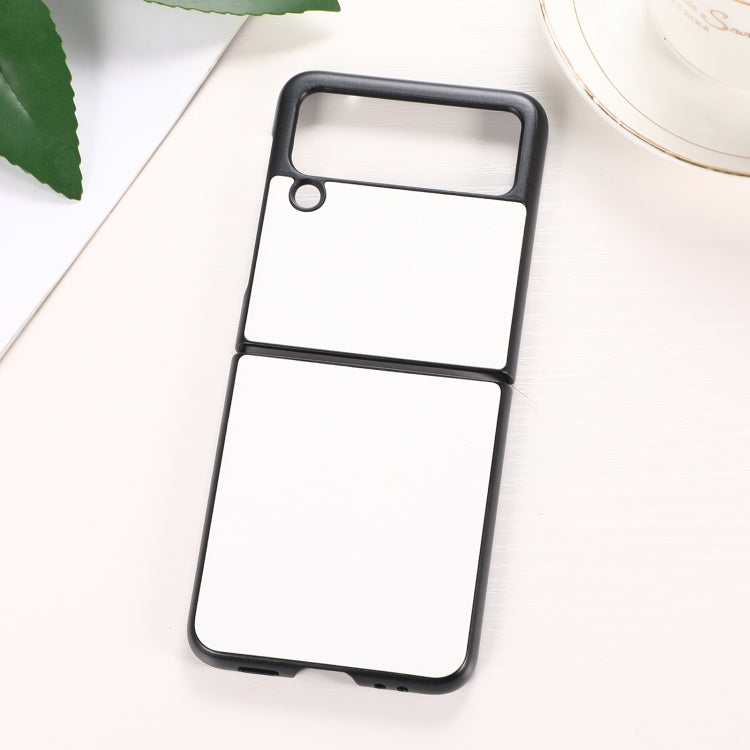 Two-piece white textured phone case with black frame and camera cutout.