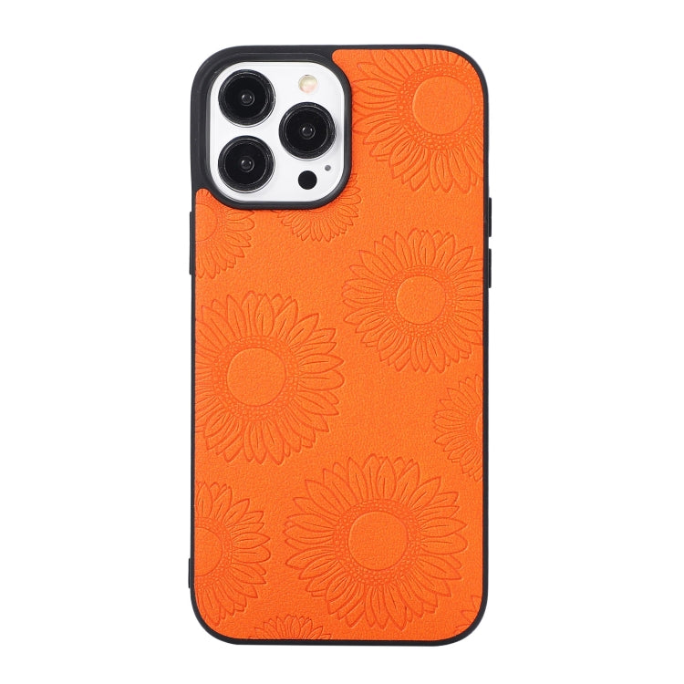 Orange sunflower phone case with cutouts and raised camera protection