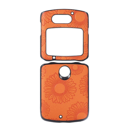 Orange sunflower pattern shockproof phone case with camera cutout and speaker opening