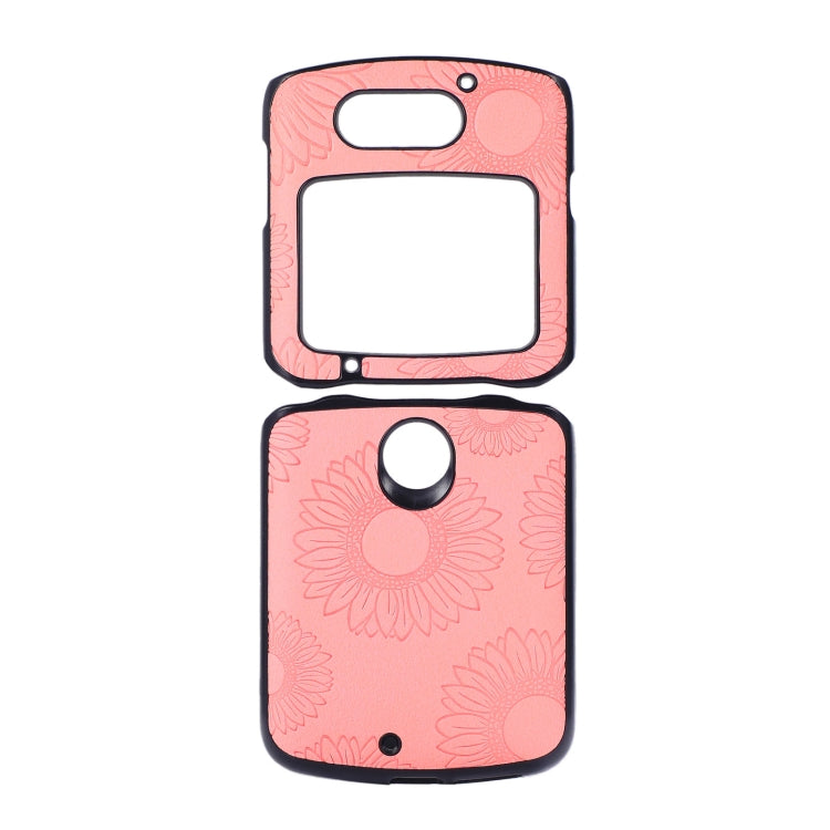 Pink sunflower pattern shockproof phone case with camera cutout and speaker opening