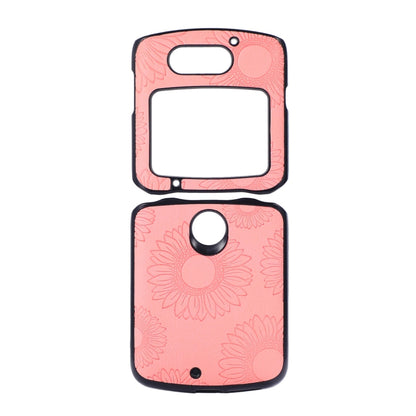 Pink sunflower pattern shockproof phone case with camera cutout and speaker opening
