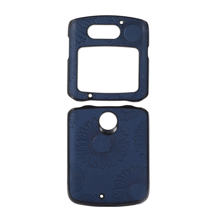 Blue sunflower pattern shockproof phone case with camera cutout and speaker opening