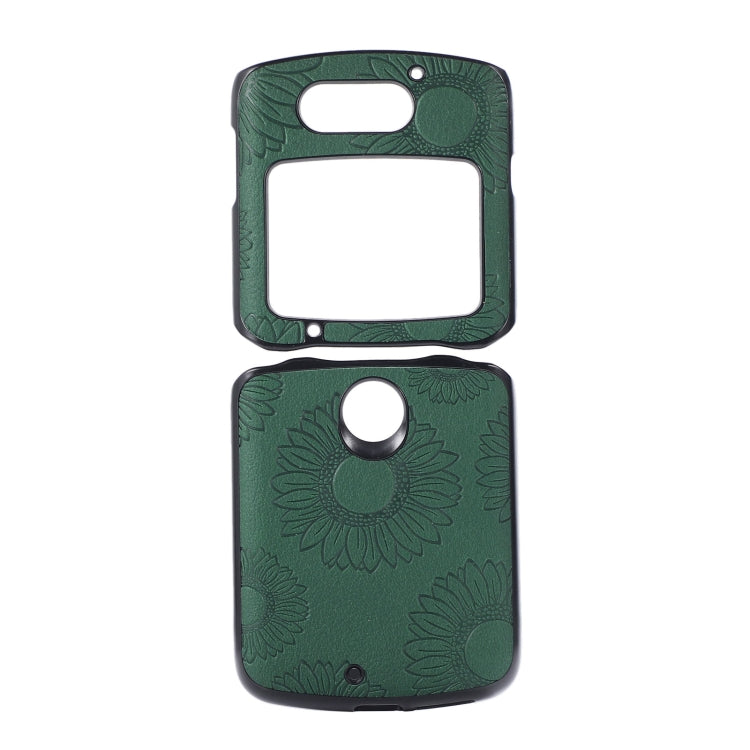Green sunflower pattern shockproof phone case with camera cutout and speaker opening