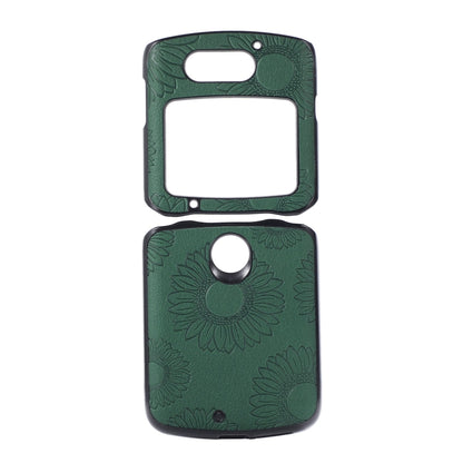 Green sunflower pattern shockproof phone case with camera cutout and speaker opening